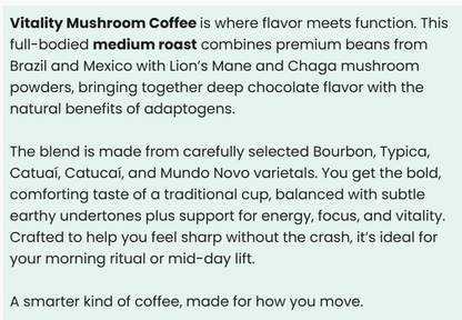 Vitality Mushroom Coffee (Medium Roast)