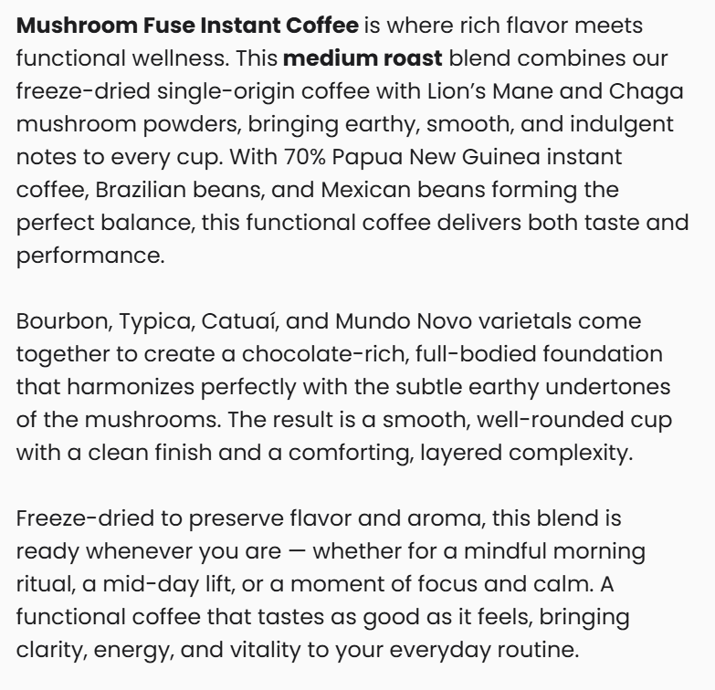 Mushroom Fuse Instant Coffee (Medium Roast)